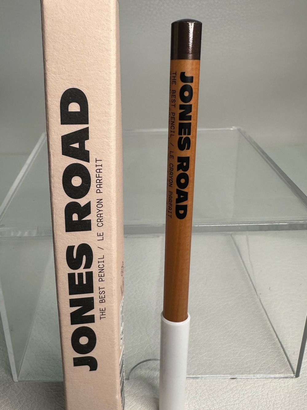 Jones Road Brown and White Pencil Case
